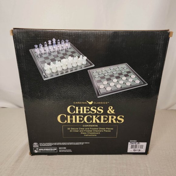 Clear Chess and Checkers Set, Glass Gameboard, for Adults and Kids Ages 8 up - Picture 2 of 5